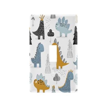 Imagem de Blueangle Capa para placa de parede para interruptor de luz - capa decorativa para interruptor de luz estilo escandinavo dinossauro placa de parede, tamanho 1 gangue 4,53 x 2,76 polegadas (488)