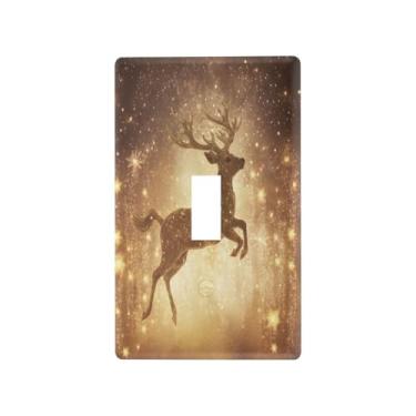 Imagem de Blueangle Capa para placa de parede para interruptor de luz - Golden Deer Light Switch Cover Decorativa Placa de Parede, Tamanho 1 - Gangue 4,53 x 2,76 polegadas #641
