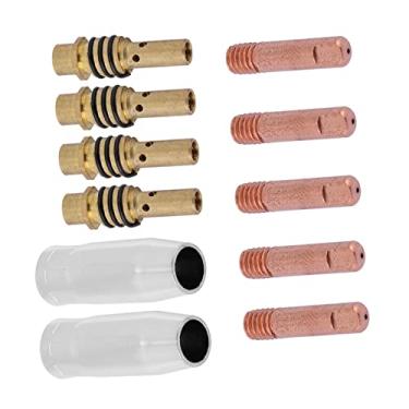 Imagem de Hyuduo 11pcs Mig Soldador Consumíveis Bicos Dicas de Contato Suportes para Pistola de Tocha de 15ak Com Material de Cobre Banhado a Zinco