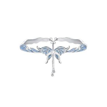 Imagem de Pulseira com pingente de borboleta colorida para mulheres, ajustável para casal, festa da amizade, joia de família