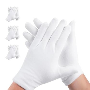 Imagem de 3 pares de luvas de algodão branco para hidratação noturna e cuidados com a pele seca, luvas de mão respiráveis para eczema, tratamento de loção, também para moedas, joias, manuseio de prata (serve