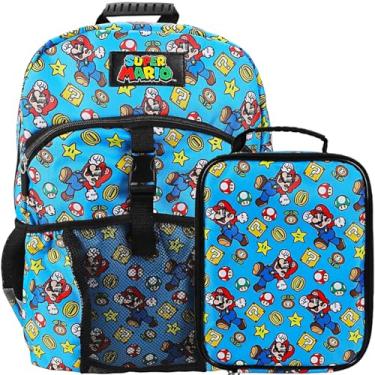 Imagem de Bioworld Super Mario Brothers 2-Piece 16" Premium Backpack & Lunch Kit Set for Boys