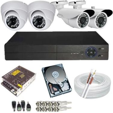 Imagem de Kit 04 Câmeras Segurança Full Hd 1080p Dvr 4ch Acesso Celular - protec