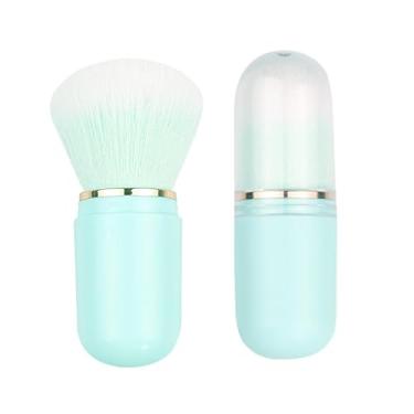 Imagem de Generic Pincel de maquiagem retrátil, conjunto profissional de mini pincéis de cabeça de cogumelo, conjunto de pincéis de maquiagem portátil, pincel de blush, creme de contorno (verde)