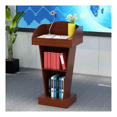 Imagem de Pódio, Pódio, Pódio, Púlpito Multifuncional, Púlpito de Púlpito de Madeira, Púlpito para Igrejas, Recepção de Cliente, Adequado para Salas de Aula, Concertos, Igrejas (Teca, Regular
