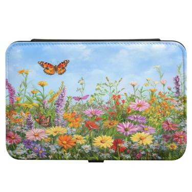 Imagem de Burbuja Caixa de joias de viagem de flores silvestres na primavera, presente para mulheres e meninas, estojo organizador de joias portátil de couro sintético para brincos, anéis, colares e pulseiras