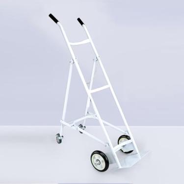 Imagem de Carrinho de suporte de tanque de oxigênio dobrável resistente - Carrinho de rolamento para cilindros de gás, ideal para casas de repouso, hospitais e uso doméstico (branco)