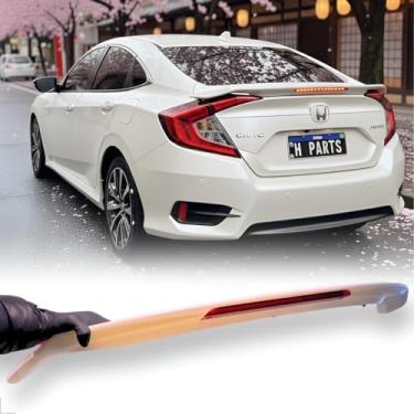 Imagem de Aerofólio Traseiro para Honda Civic G10 2017 a 2021, Modelo RS, ABS Automotivo, com Suporte para Brake Light