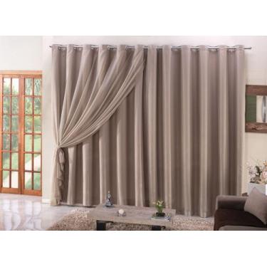 Imagem de Cortina Blackout com voil 9,00x2,30 Para Trilho Duplo - Ludatex, Avelã