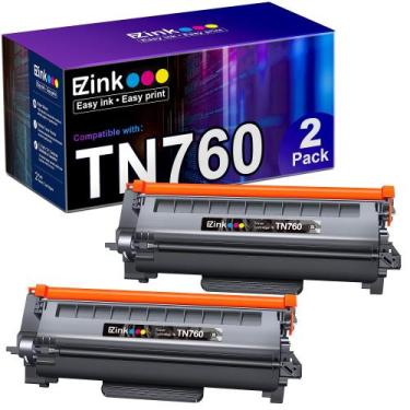 Imagem de Cartuchos de toner E-Z Ink TN760 compatíveis com Brother (pacote com 2