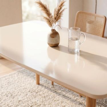 Imagem de Tampo de Mesa Jade Barril Oblongo 120cm Off White com Cantos Arredondados Design Modern...