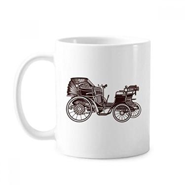 Imagem de Caneca de cerâmica cerâmica com ilustração de flores de carros clássicos xícara de porcelana de café