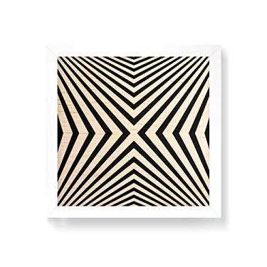 Imagem de Arte Maníacos Quadro decorativo com moldura caixa branca em Madeira - Optical Linhas Retas - 30x30cm