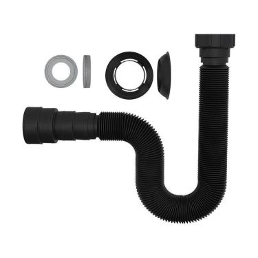 Imagem de Sifão Universal Sanfonado Tubo Extensivo 70Cm Preto Blukit