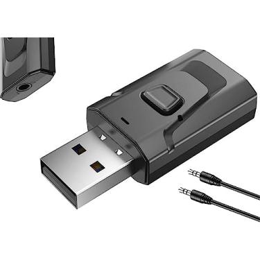 Imagem de SHANFEILU Adaptador USB Bluetooth 5.0 4 em 1 transmissor de áudio estéreo sem fio adaptador receptor com AUX de 3,5 mm para carro auxiliar PC TV alto-falante sistema de áudio doméstico