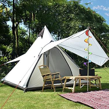 Imagem de Barraca de acampamento, barraca para 4 pessoas para camping pirâmide tenda tenda ao ar livre portátil de camada dupla tenda indiana tipi para família ao ar livre caminhada tenda yurt hopeful