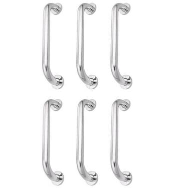 Imagem de Alça de Apoio Barra 30cm Kit 6 Unidades Inox Cadeirante Idoso Acessibi