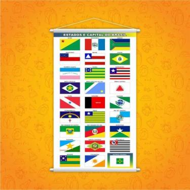 Imagem de Estados E Capitais Do Brasil Bandeira Banner Escolar 80X50Cm - Plimsho