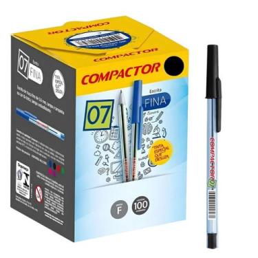 Imagem de Caneta Esferográfica Compactor 0.7mm  Caixa com 100 Unidades, Preto