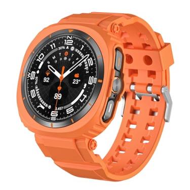 Imagem de WONJOY Compatível com Samsung Galaxy Watch 7 Ultra 2024 de 47 mm com capa amortecedora, pulseira de silicone esportiva de substituição, capa protetora resistente, acessórios para homens e mulheres