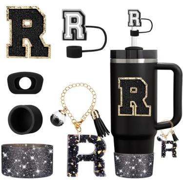 Imagem de Mity rain Conjunto de 6 peças de acessórios para copo Stanley Cup 850 g 1,134 g copo com alça, acessórios pretos incluindo topo de palha, bota, tampa à prova de derramamento, pingente de alça, adesivo