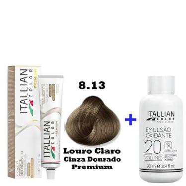 Imagem de Kit Coloração Itallian Premium 60g Louro Claro Cinza Dourado 8.13 + Em