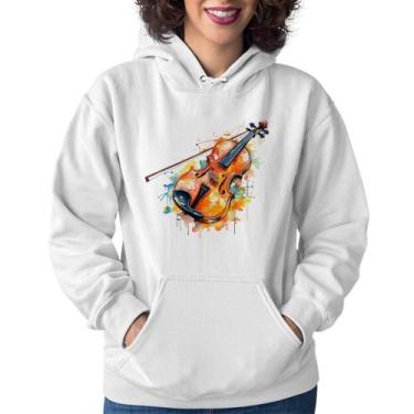 Imagem de Moletom Feminino Violino Watercolor - Foca na Moda, Branco, M