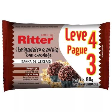 Imagem de Barra de Cereal Aveia e Brigadeiro Ritter 80g 4 Unidades Baixo Sódio