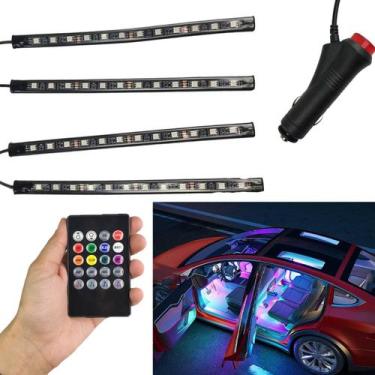 Imagem de Barra Led Neon 8 Cores Rgb Controle Carro Moto Musica Caminhao Som Ilu