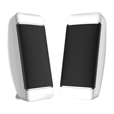 Imagem de Mobestech Alto-falantes de computador, 2 peças, caderno portátil branco, alto-falantes alimentados por som com fio para desktop, mini alto-falante, multimídia, alto-falante USB estéreo, computador,