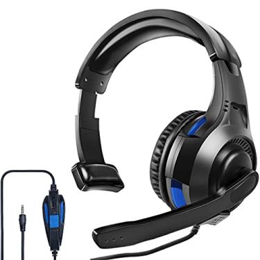Imagem de Fone de ouvido One Ear com microfone para PS5/PS4/Xbox One/Xbox Series X/S/Nintendo Switch/Lite/Steam Deck, fone de ouvido para jogos com controle de microfone, fone de ouvido unilateral com fio de