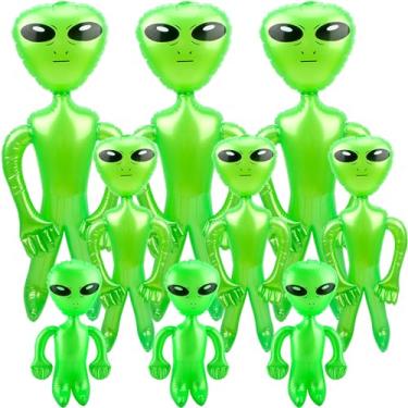 Imagem de 9 peças de brinquedo alienígena gigante de 170 cm, 89 cm, para Halloween alienígena tema alienígena suprimentos, 3 tamanhos (conjunto 1)