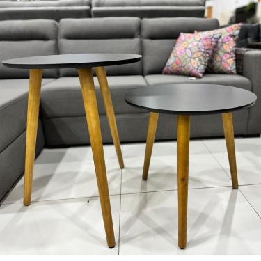 Imagem de Conjunto Mesa Centro Pé Palito Madeira Preto Fabrica 1 - Fabrica 1 Móveis