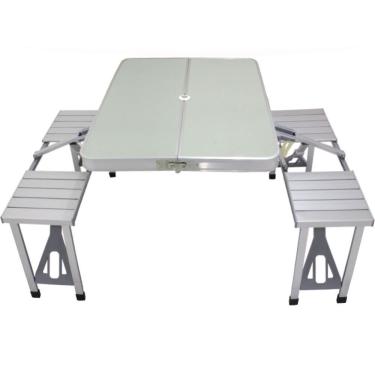 Imagem de Mesa Dobrável Em Alumínio Tipo Maleta 4 Bancos
