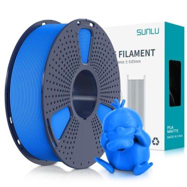 Imagem de Filamento de impressora 3D SUNLU PLA Matte 1,75 mm, 1 kg, bobina azul