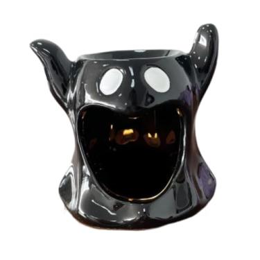 Imagem de Ｂｅｓｇａ Queimador de óleos essenciais fantasma de Halloween, aromatizador de fragrâncias para casa, enfeite de porcelana, suporte para velas de mesa para SPA, Preto