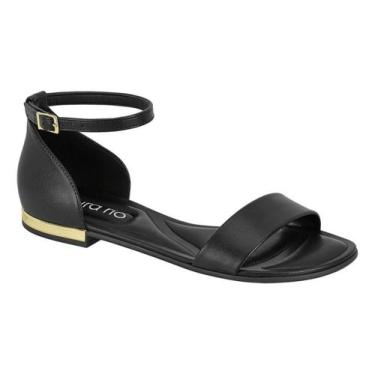 Imagem de Sandália Feminina Beira Rio Rasteira Calcanhar Afivelada, Preto, 35