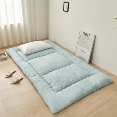 Imagem de Colchão De Chão único Tatami Grosso Japonês Futon Portátil Colchão De Dormir Enrolável Para Meninos Meninas Adulto Estudante Dormitório Colchão, Green, 100x190cm