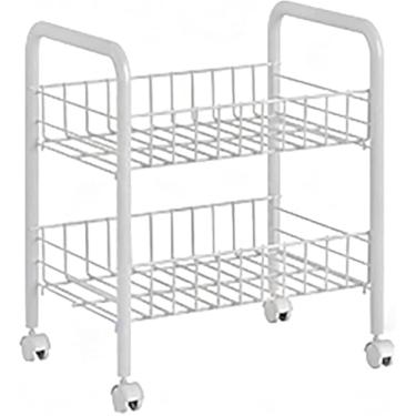 Imagem de Carrinho De Utilidade De Malha De Metal Branco, Carrinho De Armazenamento Durável 3 Camadas, Organizador De Prateleiras Multiuso Para Escritório Quarto Dentista Armazenamento De Livros, 4 layer