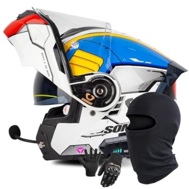 Imagem de Capacete Modular Dobrável Capacete De Motocicleta Integral Com Viseira Dupla Dot/Ece Aprovado Motocicleta Capacete Integrado Capacete De Scooter Capacete De Motocross Para Mu, A, M/57-58CM