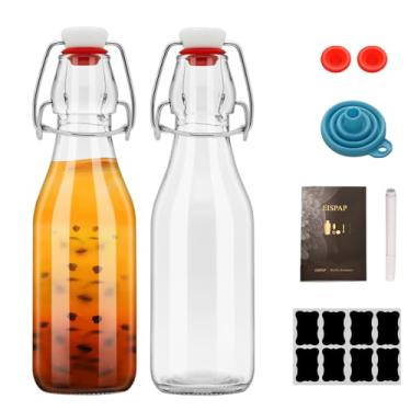 Imagem de eispap Pacote com 2 garrafas de vidro com tampa giratória de 241 g, garrafas de cerveja flip top para kombucha, caseiro, kefir, água, bebidas, refrigerante, óleo, vinagre, fermentação, limoncelo