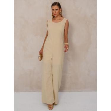 Imagem de Macacão Longo Feminino com Design Amplo e Bolsos Elegantes - Lumia, Cr