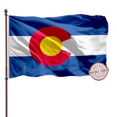 Imagem de Bandeira do estado do Colorado Colarado 3x5 exterior dupla face - 3 camadas 240D 4 fileiras costuradas - 3x5 grande bandeira do Colorado parede - resistente a UV desbotamento com cabeçalho de lona e 2 ilhós de latão