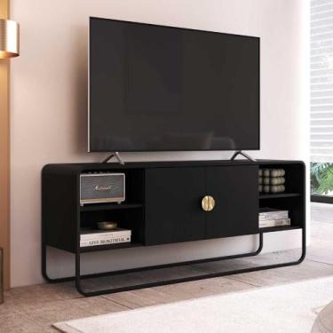 Imagem de Rack Sala Orgânico 150cm 2 Portas Prateleiras e Pés em Metal - Artesan