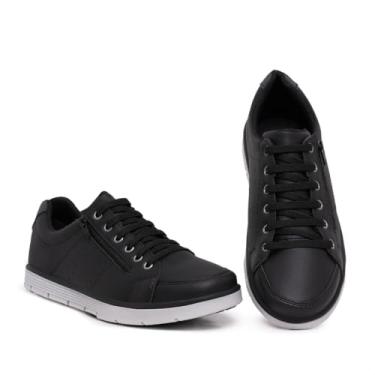 Imagem de Foxstar Masculino Sapatênis Casual Social, Preto, Tamanho 42, com Zíper e Cadarço, Confortável