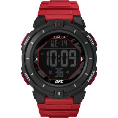 Imagem de Timex Relógio masculino UFC Rumble 50 mm - pulseira vermelha com mostrador digital caixa preta, Vermelho
