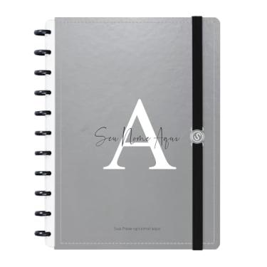 Imagem de Caderno de Disco Inteligente Personalizado Iscool G Moderna Letra Metallic Prata