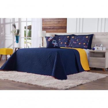 Imagem de Cobre Leito Astronauta Queen 7 Pecas - Azul-amarelo - padrão de fabric