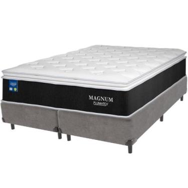 Imagem de Cama Box Cinza E Colchão Magnum Molas Ensacadas Queen Plumatex - PLUMA