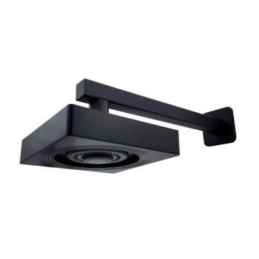Imagem de Chuveiro Ducha Autolimpante Quadrado Preto Fosco Articulável Solar Ou 